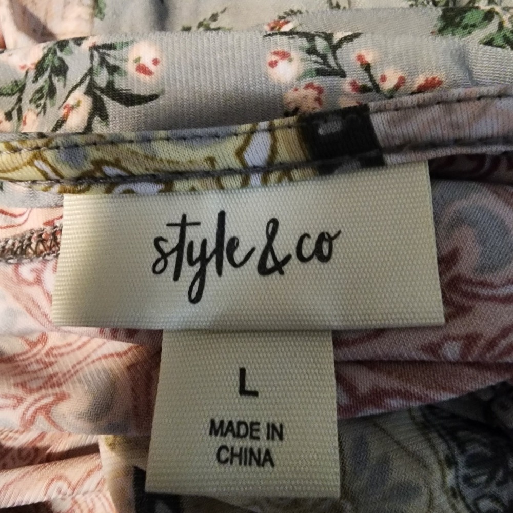 STYLE & CO Size Large Multicolor Boho Chic Dolman Sleeve V-neck Maxi Dress EUC - Picture 6 of 7